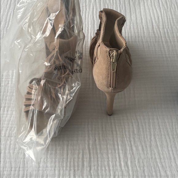 bebe Tan Fringe Heels - Picture 3 of 3